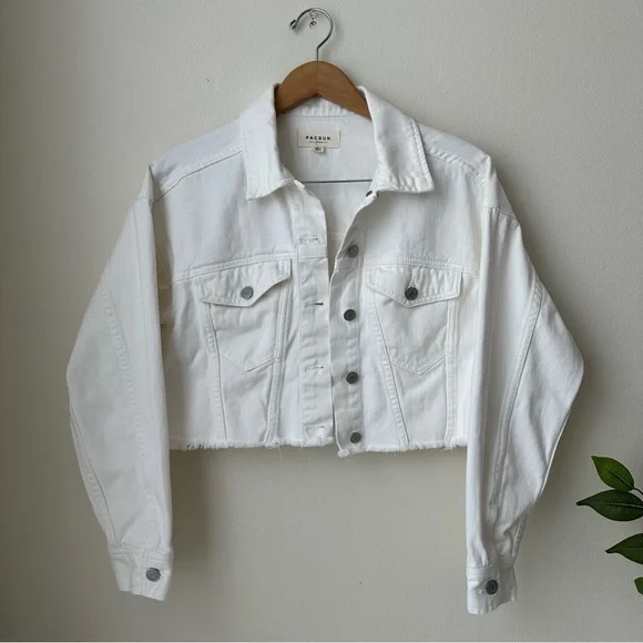 PacSun Jackets Coats Pacsun White Cropped Jean Jacket Poshmark